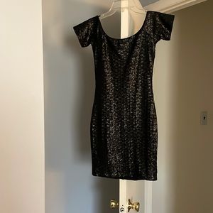 Dress the Population Black sequin off the shoulders mini dress